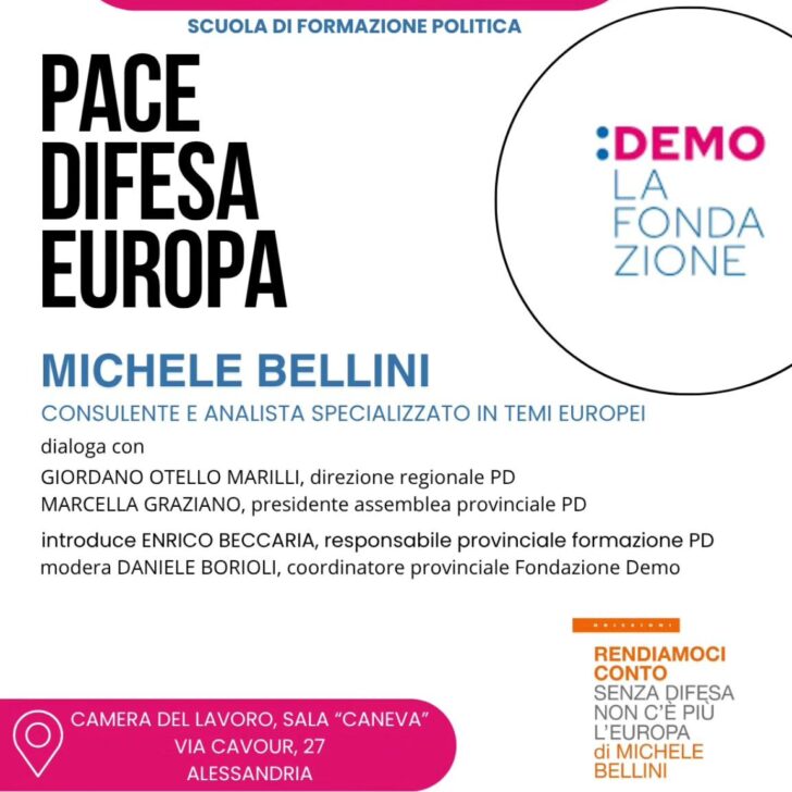 Pace, difesa, Europa: ad Alessandria presentazione del libro di Michele Bellini