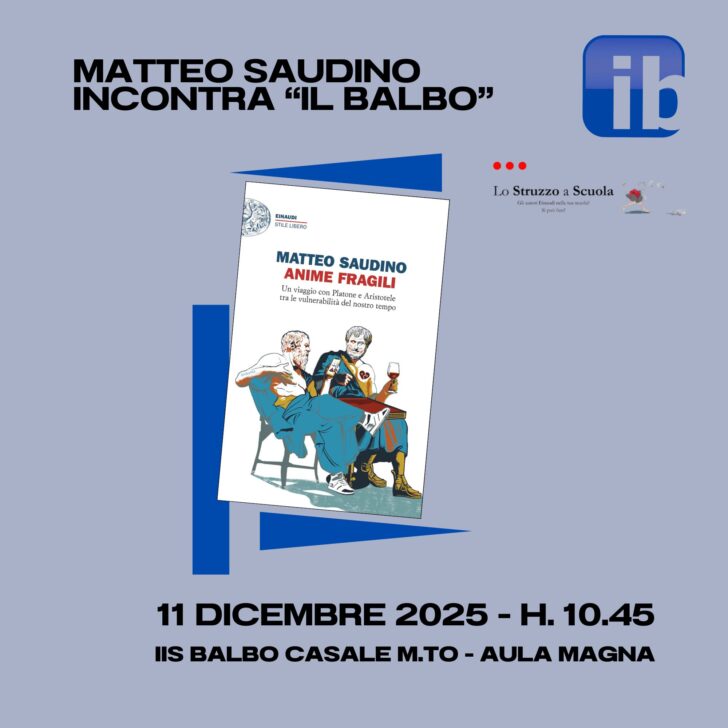 L’11 dicembre a Casale il professor Matteo Saudino incontrerà gli studenti del Balbo