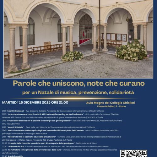 Parole che uniscono, note che curano: a Pavia il 16 dicembre una serata speciale e soldiale
