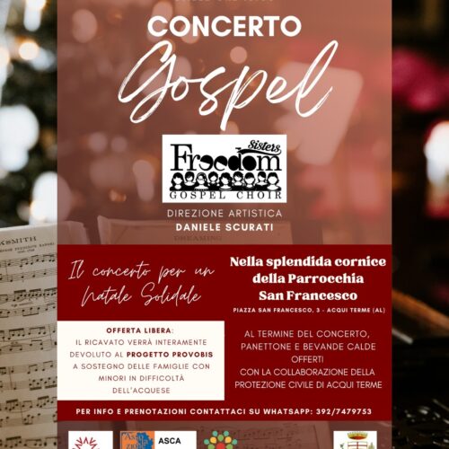 Domenica 14 dicembre concerto Gospel del coro “Freedom Sisters” ad Acqui per il progetto Provobis