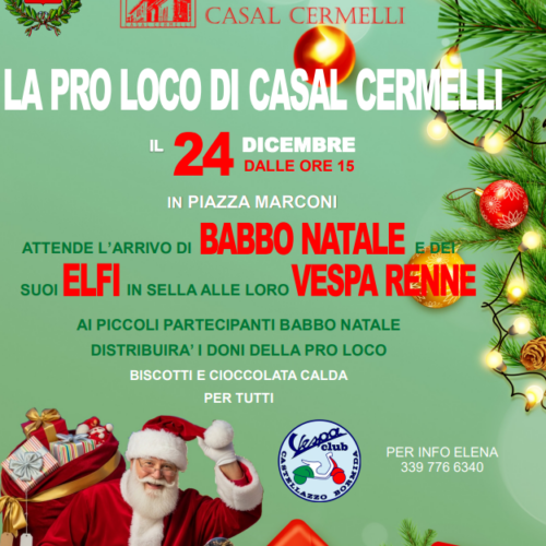 A Casal Cermelli Babbo Natale arriva con la “Vespa renna”