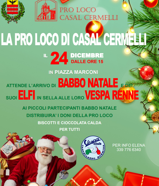A Casal Cermelli Babbo Natale arriva con la “Vespa renna”