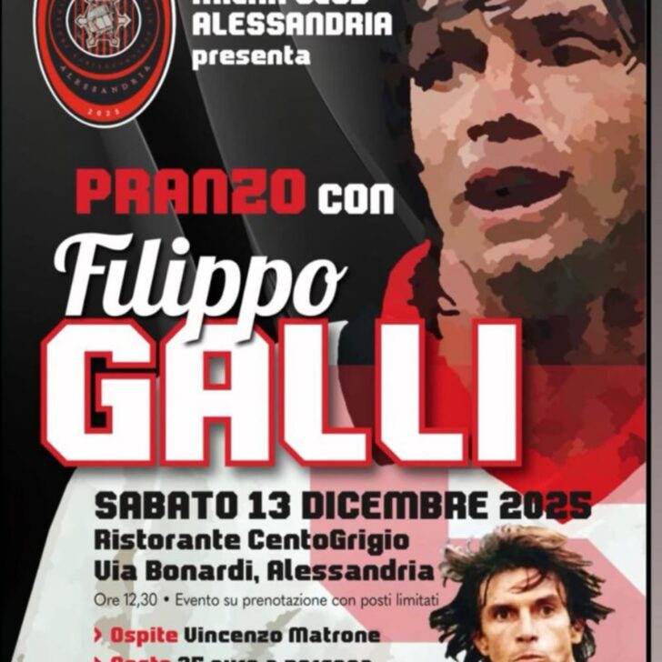 Sabato 13 dicembre il grande campione del Milan Filippo Galli al Centogrigio di Alessandria