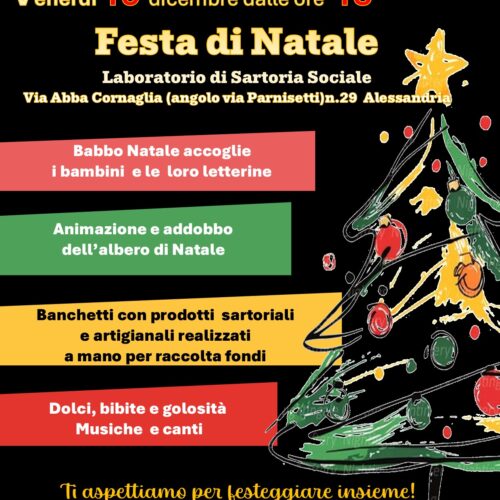 Venerdì 19 dicembre festa di Natale al laboratorio di cucito in via Cornaglia