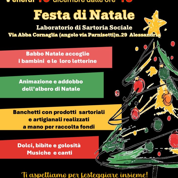 Venerdì 19 dicembre festa di Natale al laboratorio di cucito in via Cornaglia