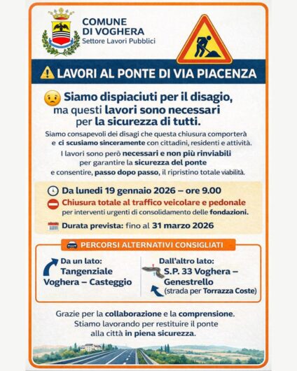 A Voghera scatta la chiusura del ponte di via Piacenza per due mesi