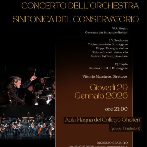 Giovedì il concerto dell’Orchestra del Conservatorio di Pavia
