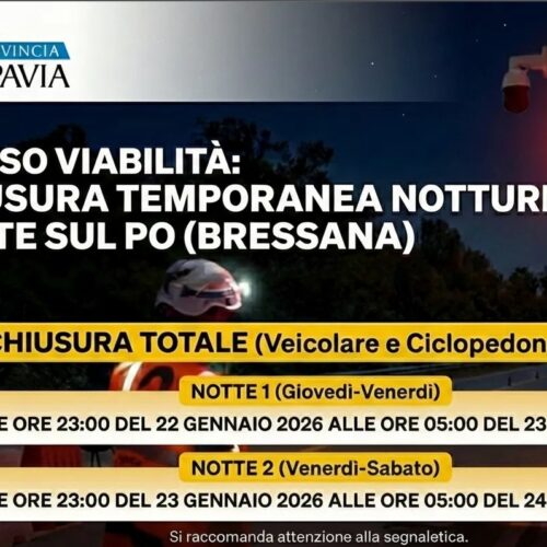 Ponte sul Po di Bressana, chiusure notturne per lavori: stop al traffico il 22 e 23 gennaio