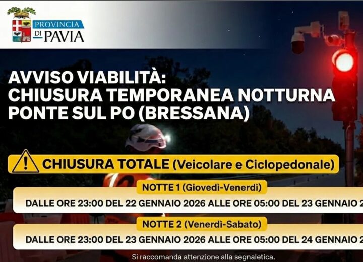 Ponte sul Po di Bressana, chiusure notturne per lavori: stop al traffico il 22 e 23 gennaio