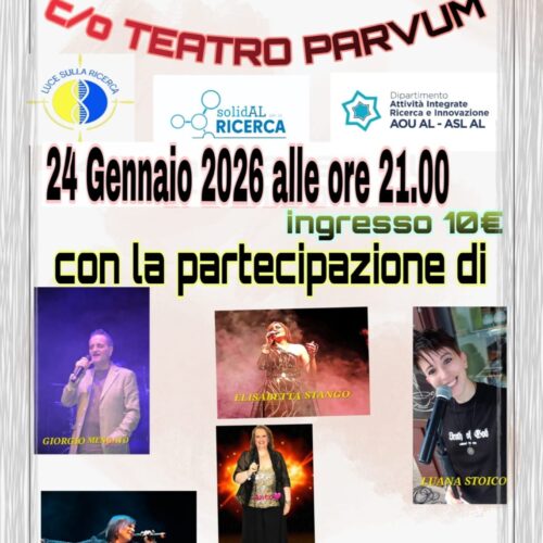 “Note di speranza”: sabato 24 gennaio al Teatro Parvum di Alessandria il concerto per la ricerca