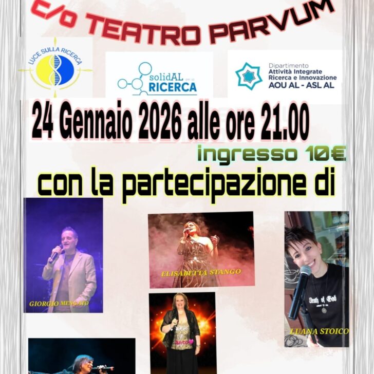 “Note di speranza”: sabato 24 gennaio al Teatro Parvum di Alessandria il concerto per la ricerca