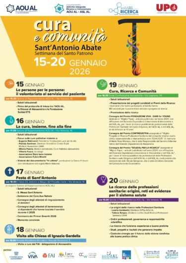 Festa di Sant’Antonio, una settimana di cura, volontariato e ricerca all’Ospedale di Alessandria