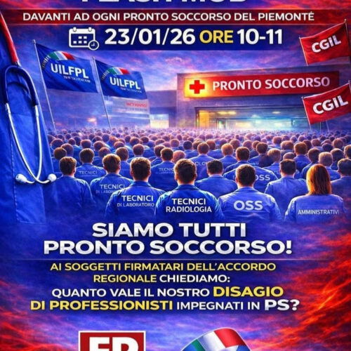 “Siamo tutti Pronto Soccorso”. Flash mob ad Alessandria per “indennità e diritti uguali per tutti”