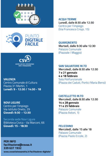 Facilitazione digitale: sportelli attivi fino a febbraio 2026 in provincia di Alessandria