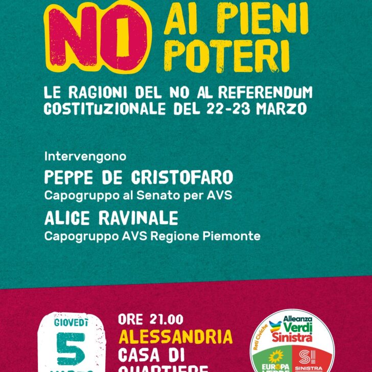 Referendum Giustizia: il 5 marzo alla Casa di Quartiere di Alessandria incontro di Avs per il No