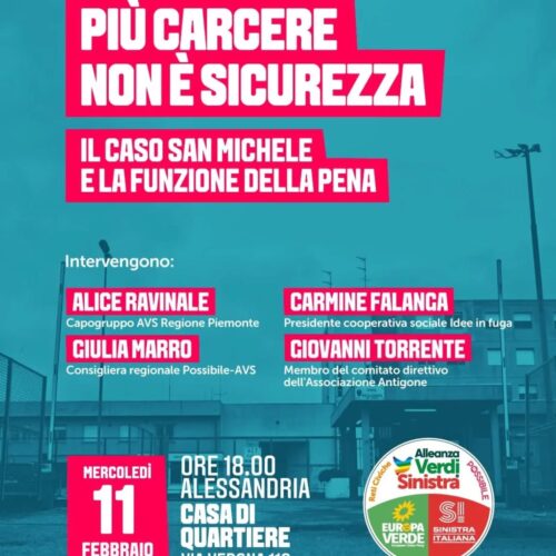 Più carcere non è sicurezza: ad Alessandria un incontro sul caso San Michele
