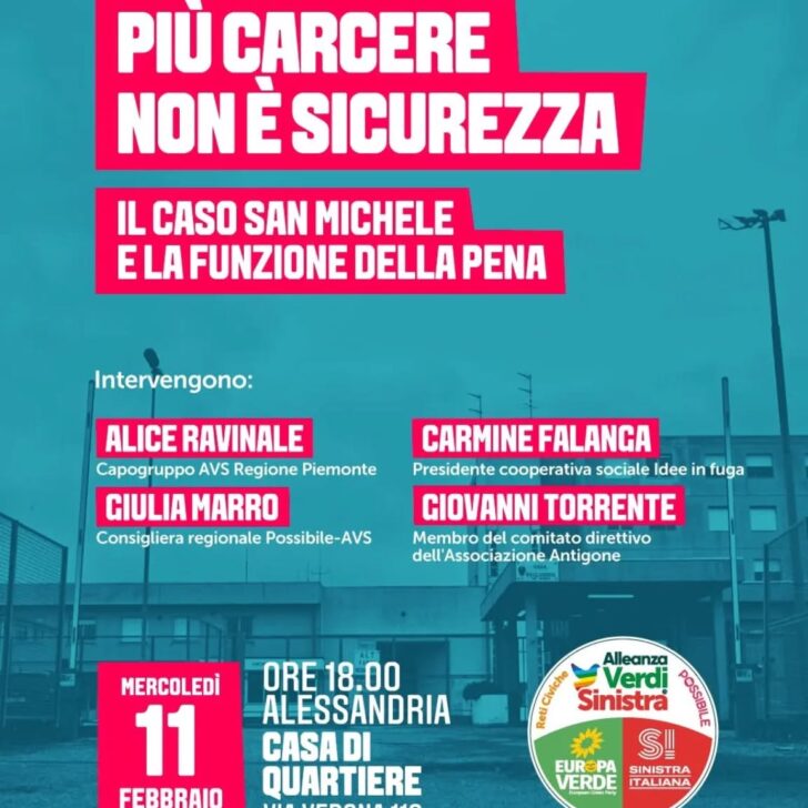 Più carcere non è sicurezza: ad Alessandria un incontro sul caso San Michele