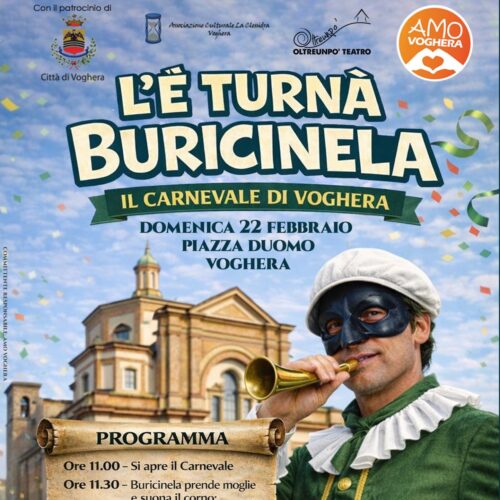 “L’è turnà Buricinela”: domenica 22 febbraio si festeggia Carnevale a Voghera