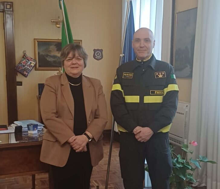 Pavia: visita del nuovo Comandante dei Vigili del Fuoco al Prefetto De Carlini