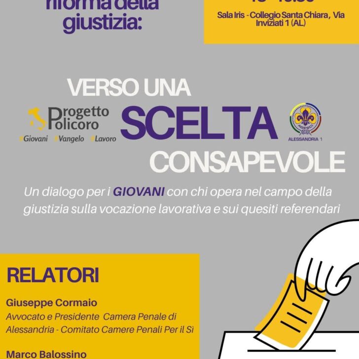 Referendum Giustizia: il 7 marzo ad Alessandria confronto tra i Comitati per il Sì e per il No