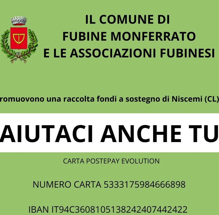 “Aiutaci anche Tu”: Fubine Monferrato unita per sostenere Niscemi