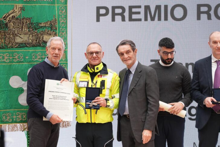 Con la Rosa Camuna 2026 il grazie di Regione Lombardia ai soccorritori di Crans-Montana