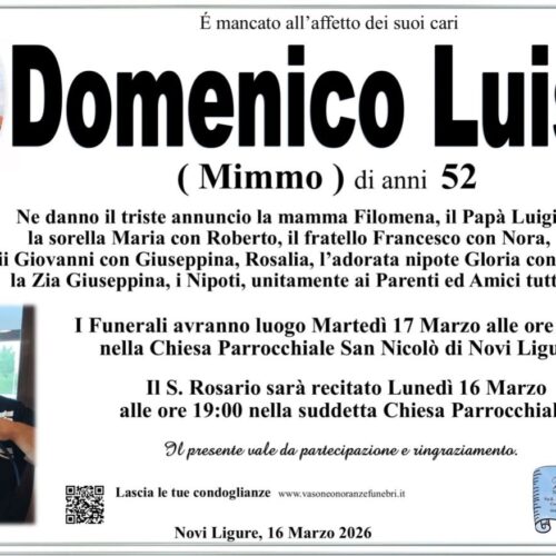 Novi piange la scomparsa di Domenico Luiso
