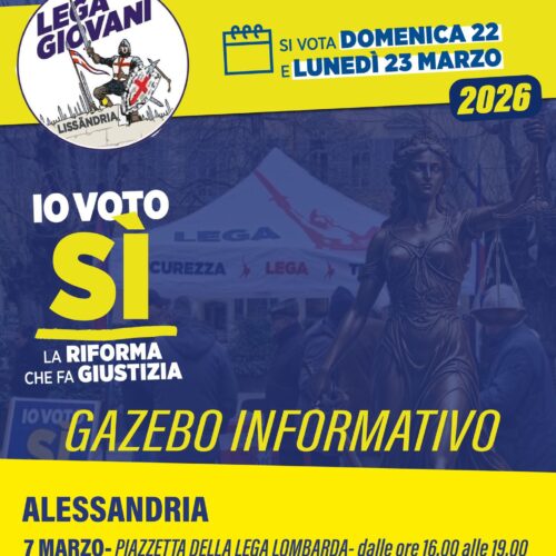 Referendum sulla Giustizia: sabato ad Alessandria gazebo della Lega Giovani per il Sì