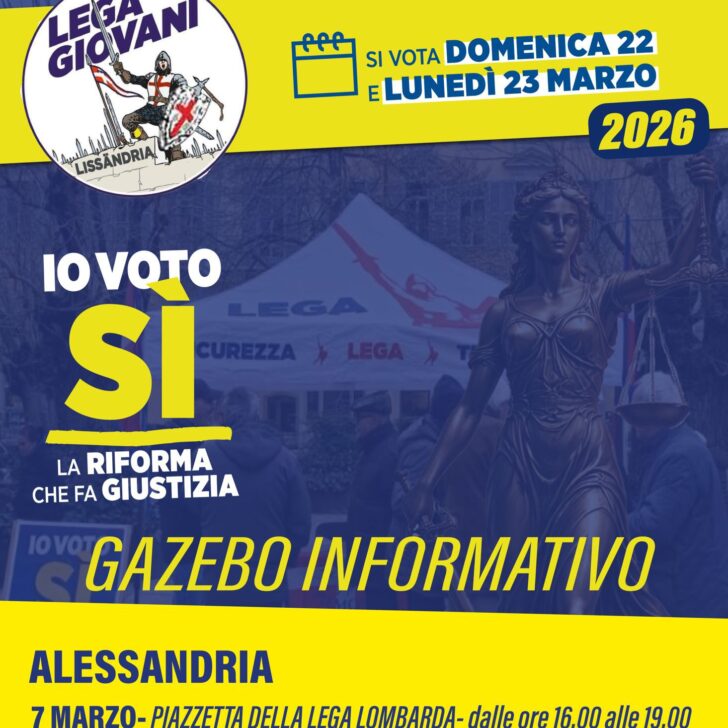 Referendum sulla Giustizia: sabato ad Alessandria gazebo della Lega Giovani per il Sì