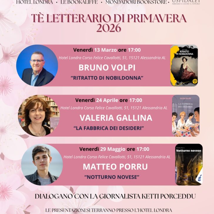 Ad Alessandria torna il Tè Letterario di Primavera: tre incontri tra libri, cultura e solidarietà