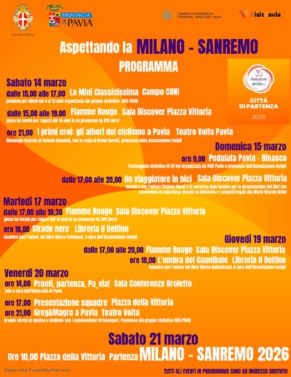 Milano–Sanremo 2026. Pavia si prepara alla partenza con una settimana di eventi