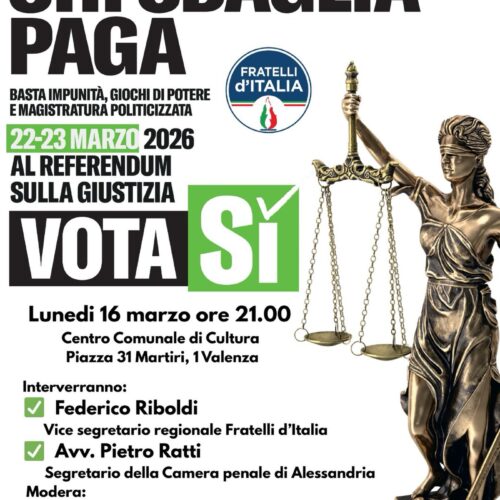 Referendum Giustizia: lunedì a Valenza un incontro di Fratelli d’Italia per il Sì