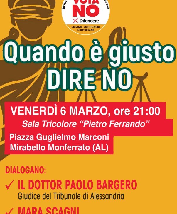Referendum Giustizia: venerdì a Mirabello incontro pubblico sulle ragioni del No