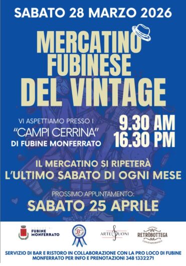 Mercatino del Vintage a Fubine Monferrato: appuntamento sabato 28 marzo ai Campi Cerrina