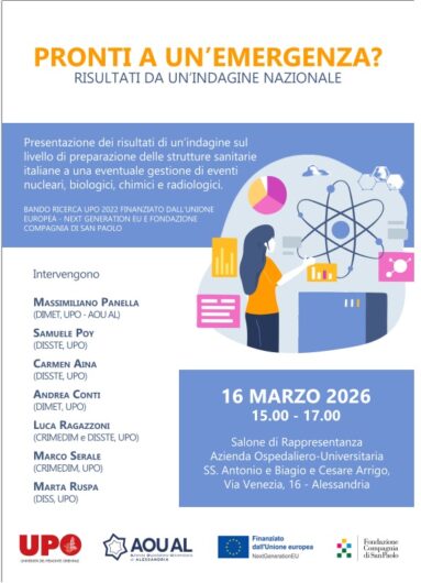Emergenze nucleari, biologiche e chimiche: uno studio dell’UPO analizza la preparazione degli ospedali italiani