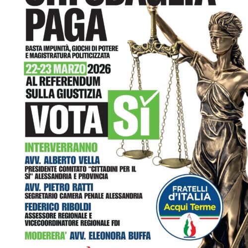 Referendum Giustizia: mercoledì ad Acqui Terme incontro di Fratelli d’Italia per il Sì