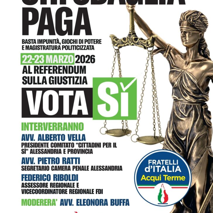 Referendum Giustizia: mercoledì ad Acqui Terme incontro di Fratelli d’Italia per il Sì
