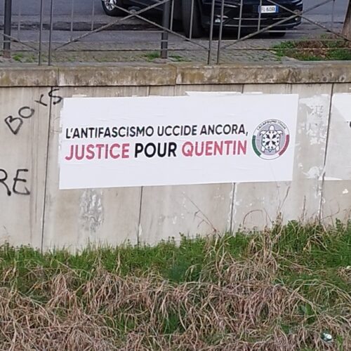 Striscione di Casapound a Casale per l’attivista francese morto, Rifondazione Comunista: “Sciacallaggio politico”