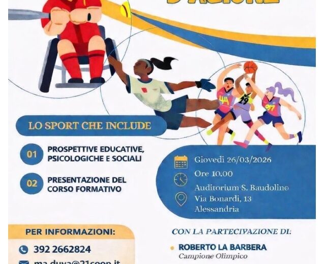 Ad Alessandria il workshop “Lo sport che include”: incontro con il campione Roberto La Barbera