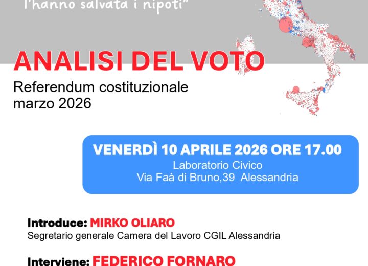 “Il No che non ti aspetti”: venerdì 10 aprile l’analisi del Referendum alla Scuola del Popolo di Alessandria