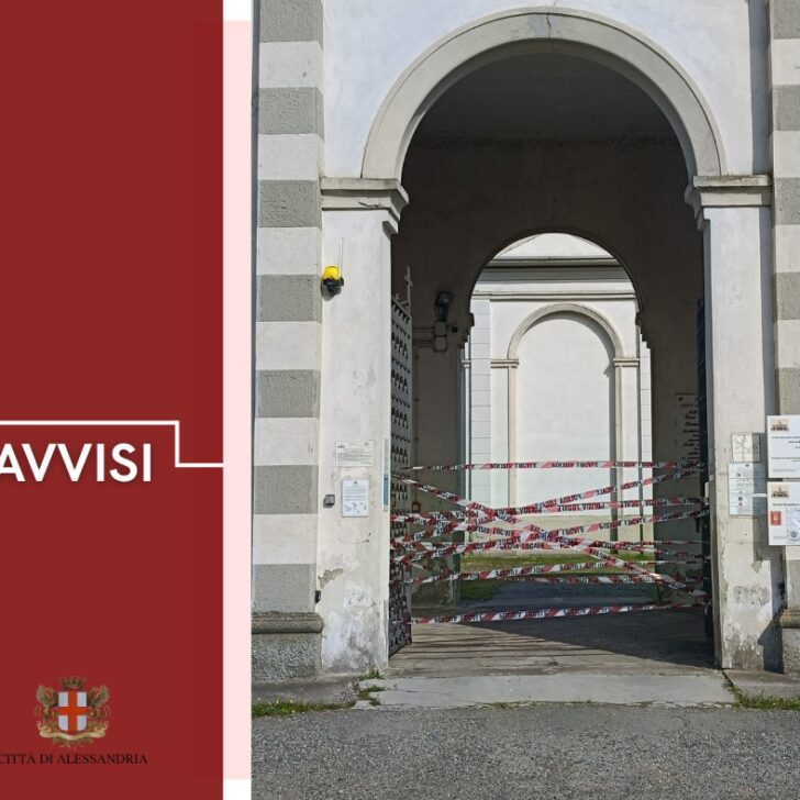 Chiusura temporanea del cimitero di San Giuliano Vecchio: le raffiche di vento danneggiano l’accesso