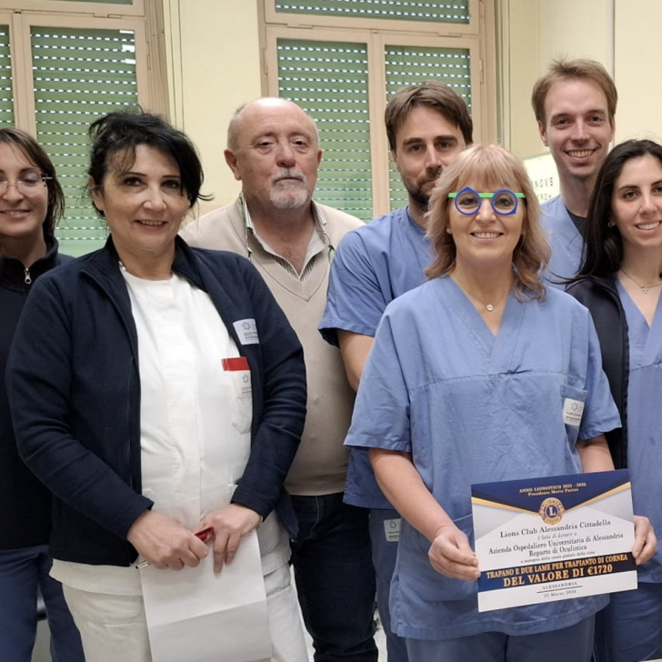 Prelievo e trapianto di cornea: il Lions Cittadella dona una nuova strumentazione all’Ospedale di Alessandria