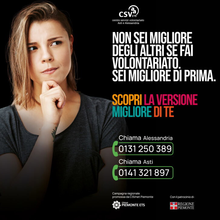 Al via la campagna di CSVnet Piemonte per promuovere il volontariato: incontri informativi ad Alessandria e Asti