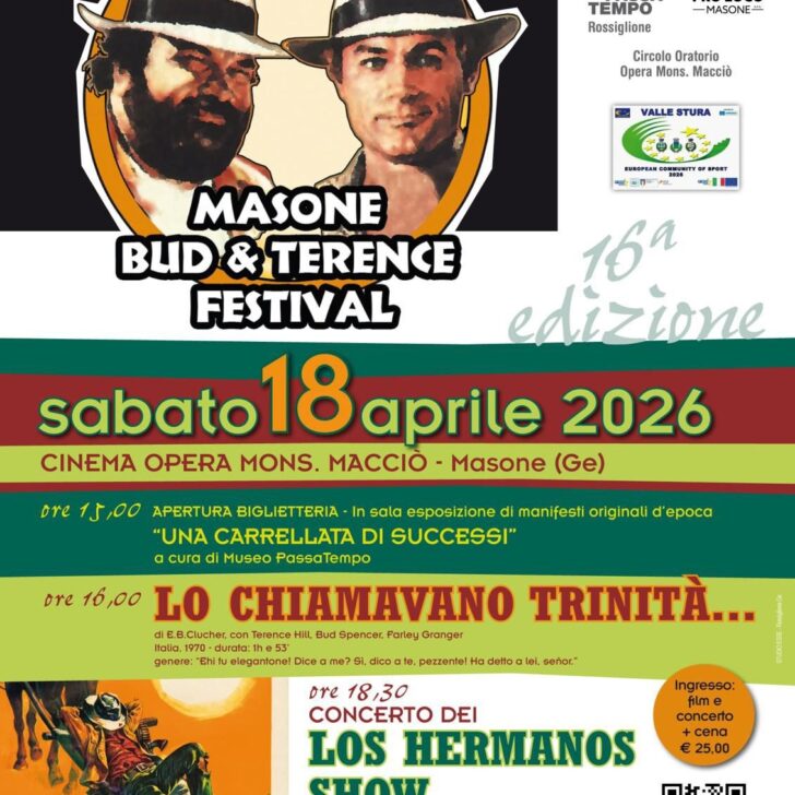 Masone celebra Bud Spencer e Terence Hill: il 18 aprile torna il festival tra cinema, musica e sapori iconici