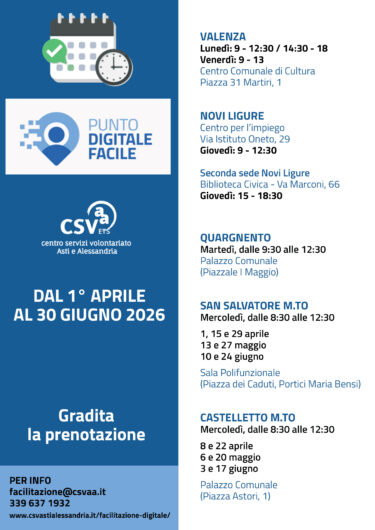 Facilitazione digitale, il CSVAA potenzia i servizi: attivo anche un nuovo sportello ad Alessandria