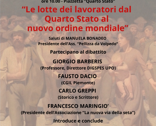 Dal “Quarto Stato” al futuro del lavoro. Il Primo Maggio a Volpedo anche Cirio e Bussalino