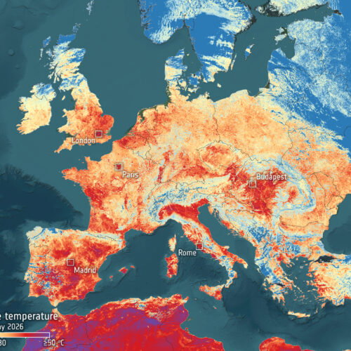 L’ondata di calore in Europa e in pianura Padana vista dallo spazio