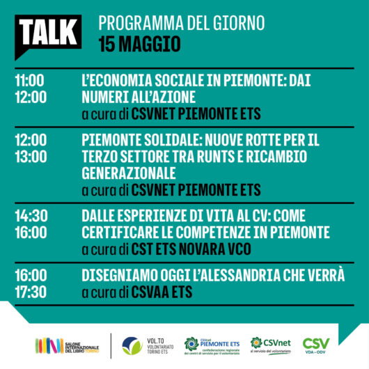 Anche il Csvaa al Salone del Libro con “Le parole del volontariato”