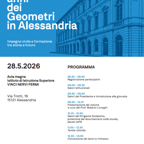 150 anni dei Geometri ad Alessandria: il 28 maggio convegno e tavola rotonda