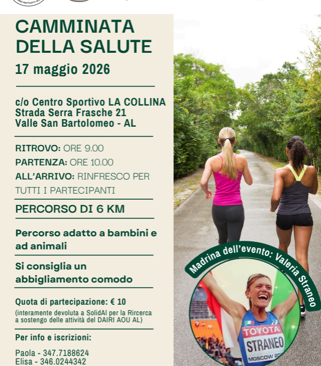 Domenica la “Camminata della Salute” con Valeria Straneo per aiutare Solidal e la ricerca